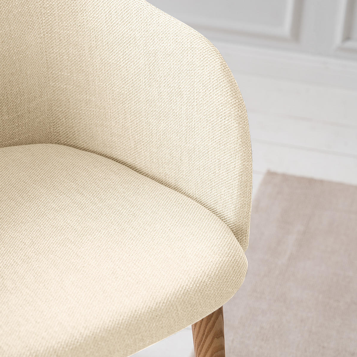 ARMLEHNENSTUHL - Webstoff / Esche massiv - Creme, Textil (54/82/60cm) - home24