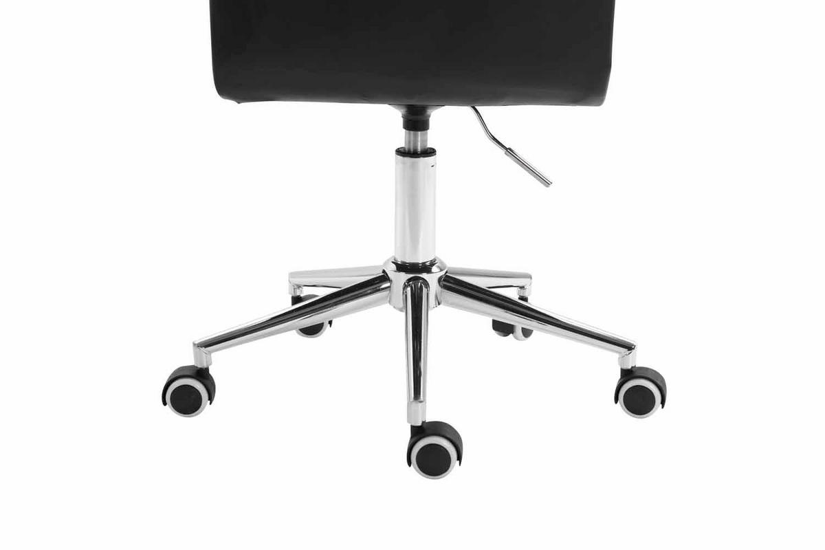 DREHSTUHL Lederlook schwarz - Chromfarben/Schwarz, Textil/Metall (43/90/61cm) - CLP