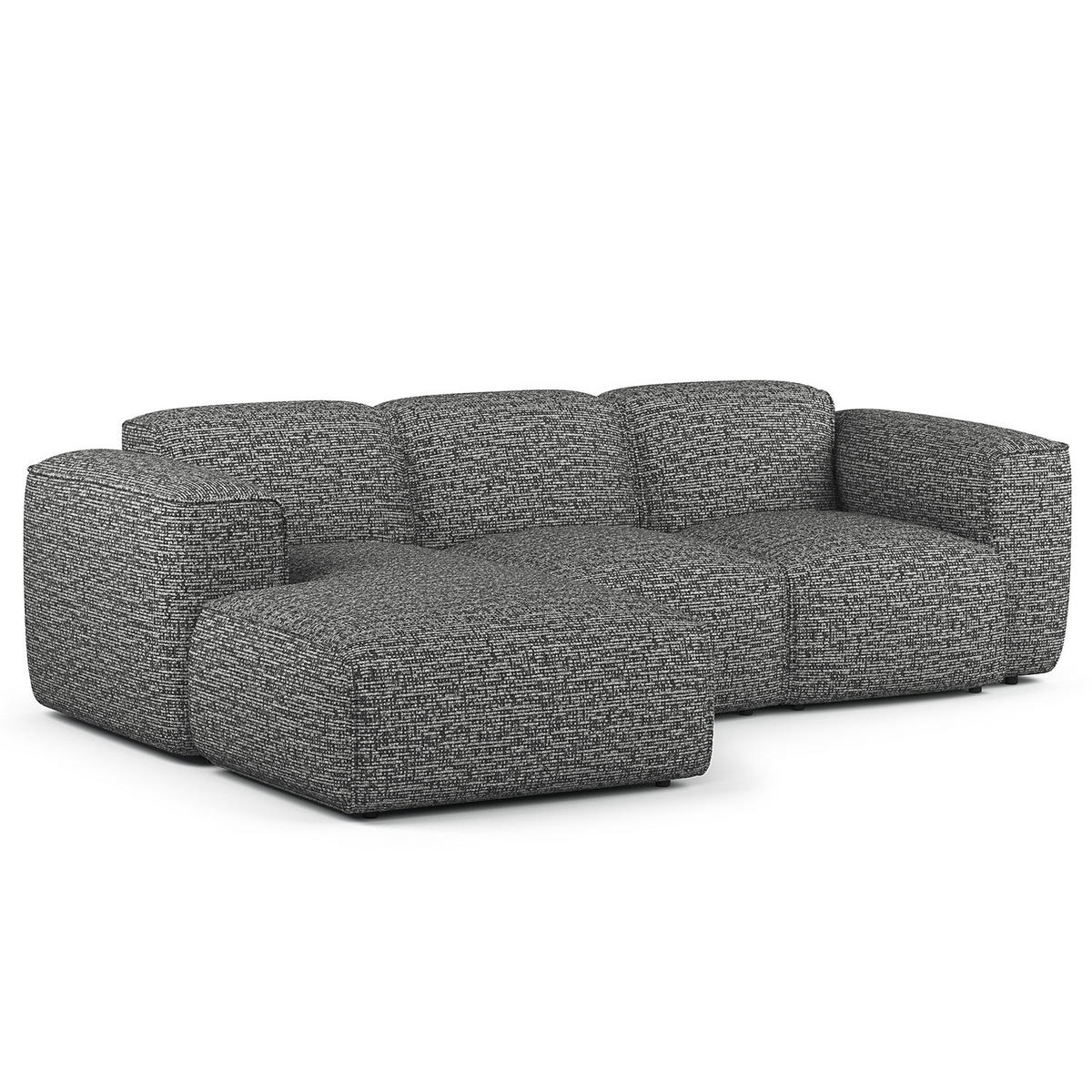 3-SITZER ECKSOFA mit Longchair - Schwarz/Grau, Kunststoff/Textil (251/173cm) - home24