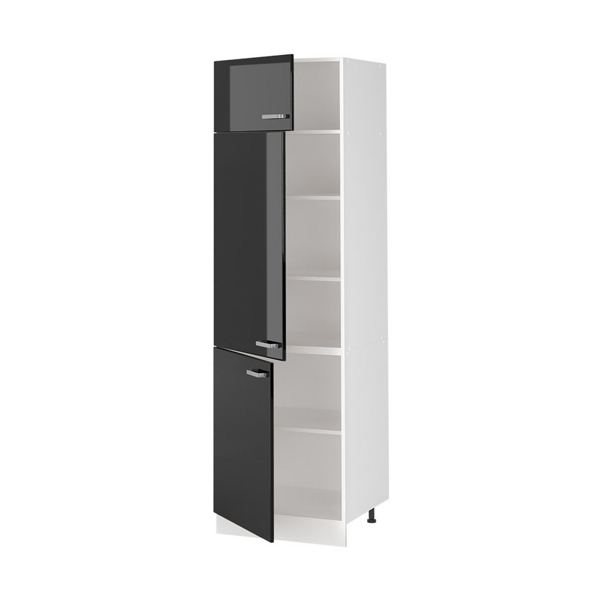 VISOKI KUHINJSKI ORMAR R-Line, Sjajna Crna/Bijela, 60 cm - bijela/crna visoki sjaj, drvni materijal (60/206.8/57.2cm) - Vicco