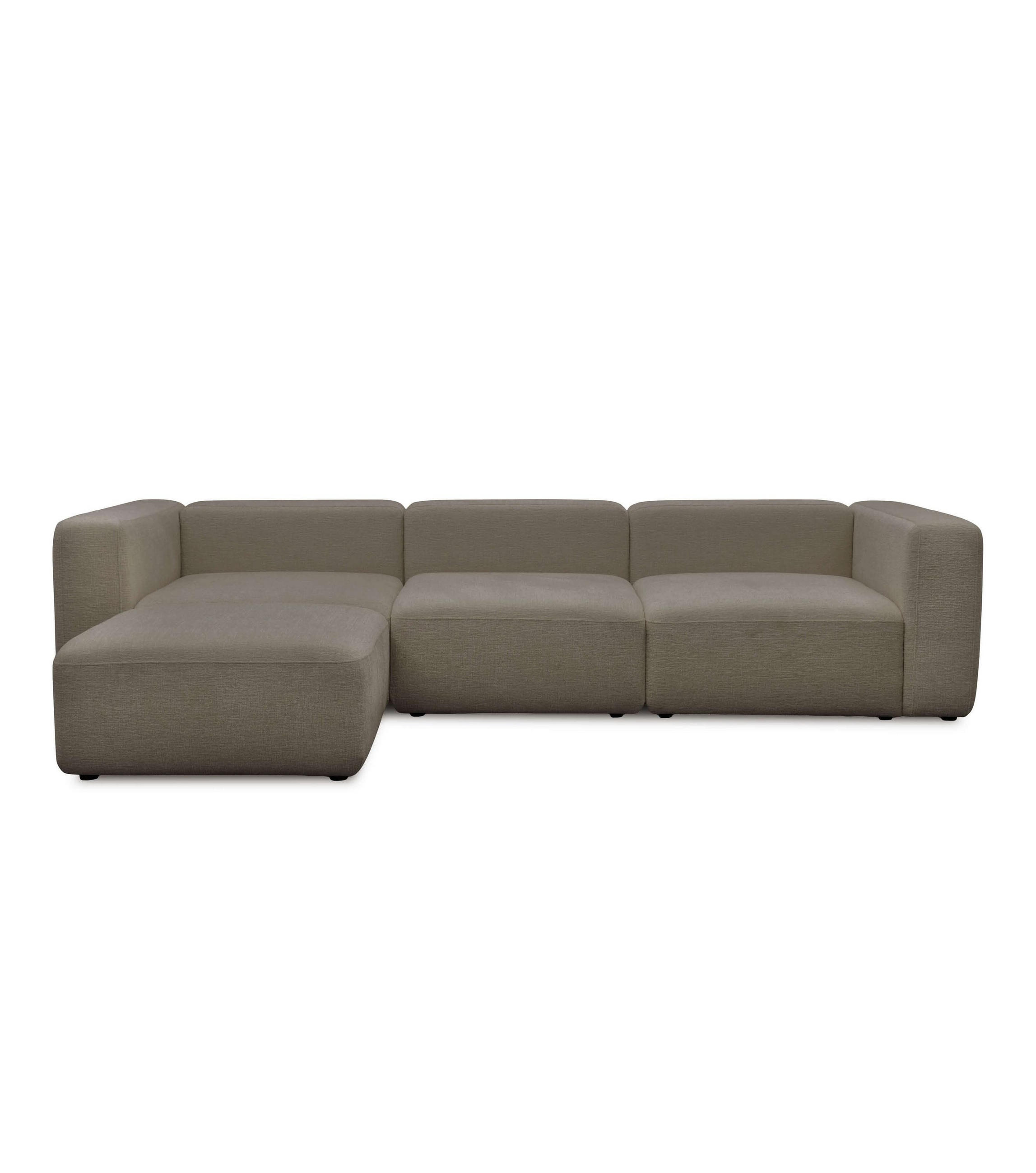 SOFA modular Cubo 4-Sitzer inkl. Hocker - Braun, Textil (314/201cm) - Mokebo