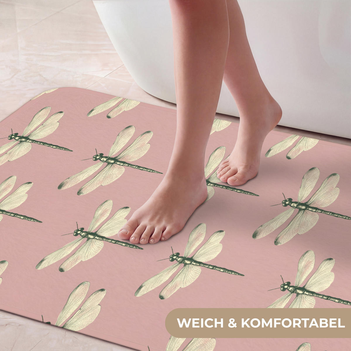 KÚPEĽŇOVÁ PREDLOŽKA Zvončeky - vzor - ružová 60x120 cm - ružová, textil/plast (60/120cm) - OnlyWow