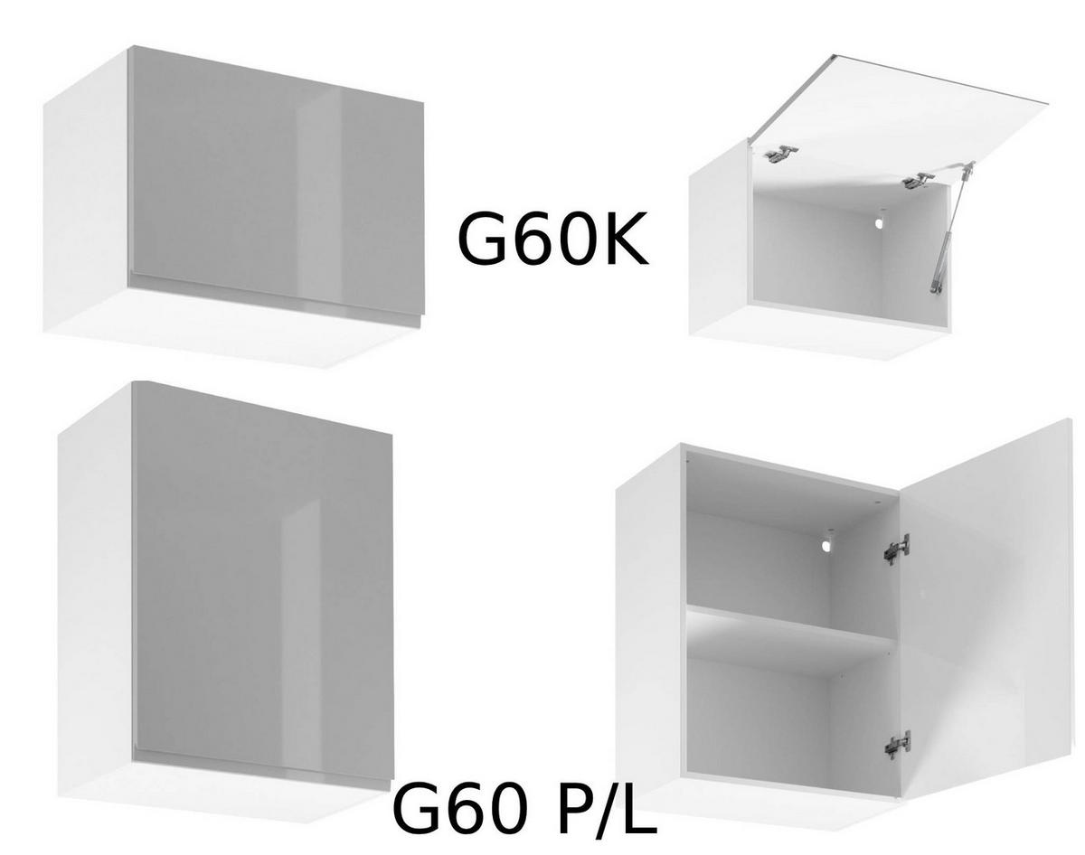 KÜCHENZEILE 260 cm – Aspen KA1-M260 - in Grau/Hochglanz - Grau, Holz (260/212/47cm)