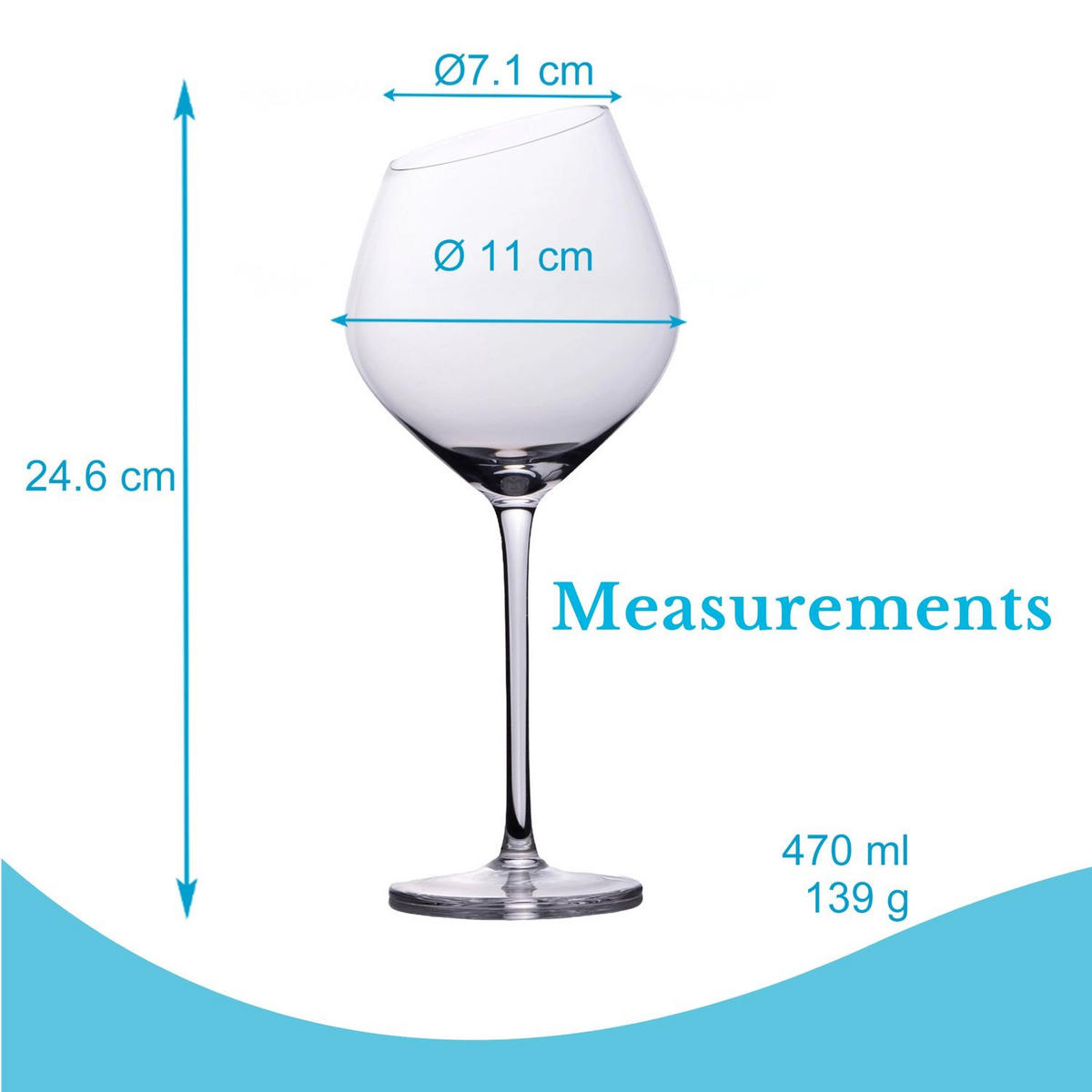 WEIN GLAS SET moderne Kante 470 ml (2er-Set) - Transparent, Glas (0.47L) - Intirilife