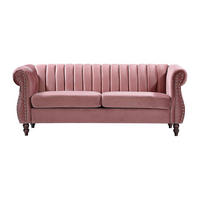 SOFA ohne Schlafmöglichkeit - 3 Personen - Samt, Stoff - Puderrosa - - Hellrosa, Textil (195/77/78cm) - Vente-Unique