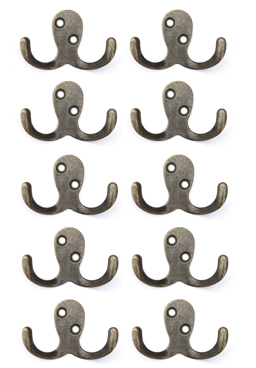 WANDHAKEN 10x 4,2 cm aus Metall Messingfarben 793827 - Messingfarben, Metall (6.8/4.2/2.2cm) - DanDiBo