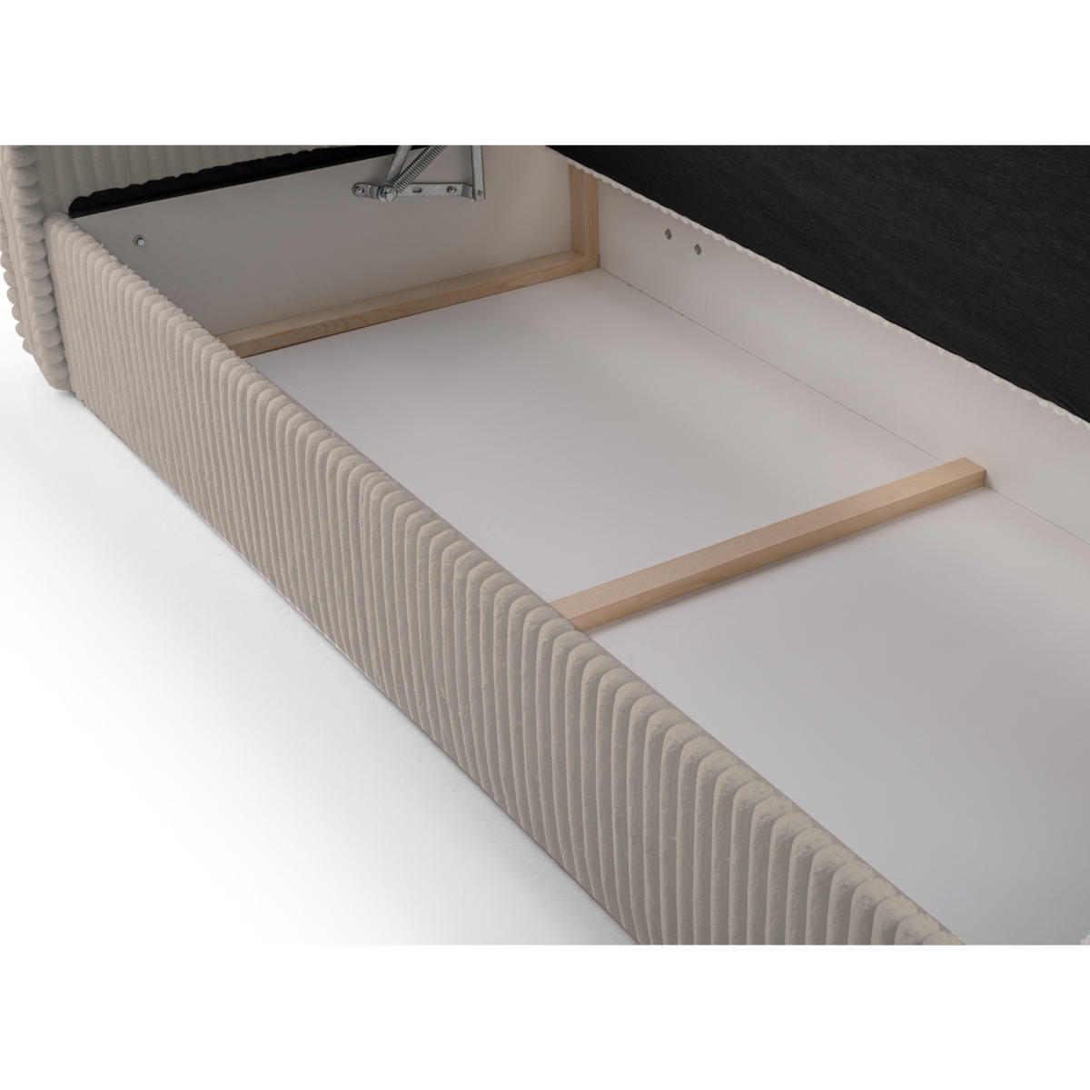BOXBETT 04 180 x 200 cm - Ambience – Modernes Polsterbett mit Bettkasten, Topper und gepolstertem Kopfteil, Stoffbezug, Stauraumbett - Braun, Holz (180/200cm) - ROYAL24_MARKT