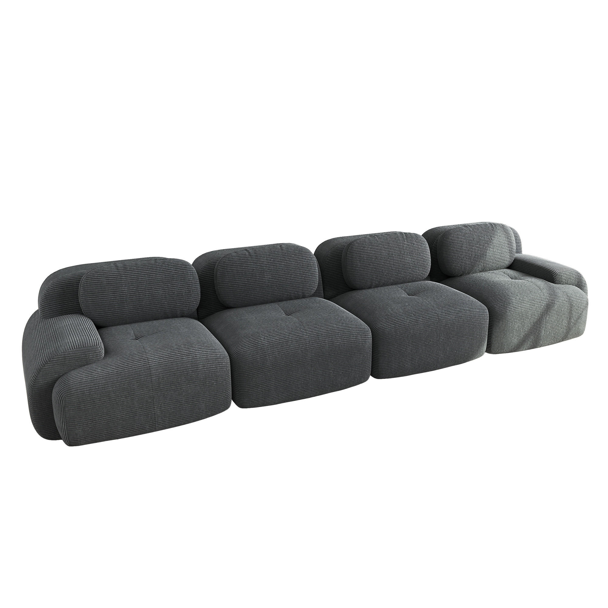 4-SITZER SOFA Cord Grau - Grau, Textil (388/75/103cm) - WISHDOR