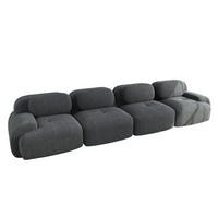 4-SITZER SOFA Cord Grau - Grau, Textil (388/75/103cm) - WISHDOR