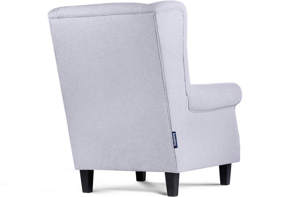 OHRENSESSEL-SET MILES inkl. Sitzhocker, hellgrau - Hellgrau, Holzwerkstoff/Buchenholz (82/105/97cm) - KONSIMO®