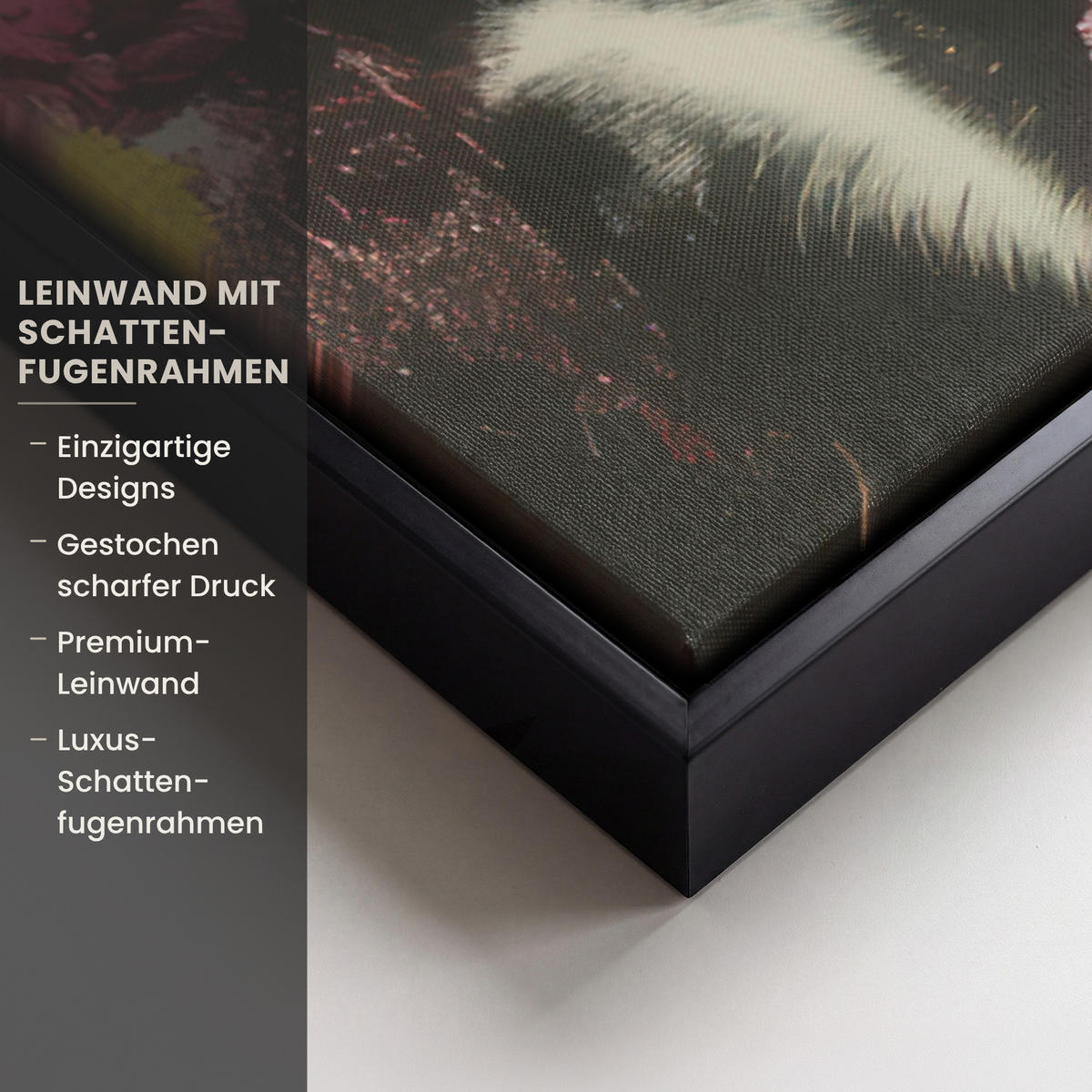 LEINWAND Bilder mit Rahmen - Frau - Katze - Blumen - Tasse - Retro - 90x90 - Magenta, Textil (90/90cm) - MuchoWow