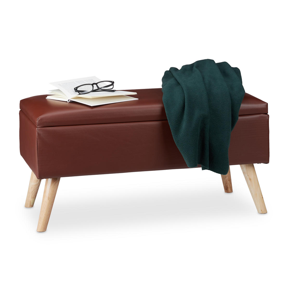 SITZBANK - Braun, Holz/Holzwerkstoff (80/40/39.5cm) - Relaxdays