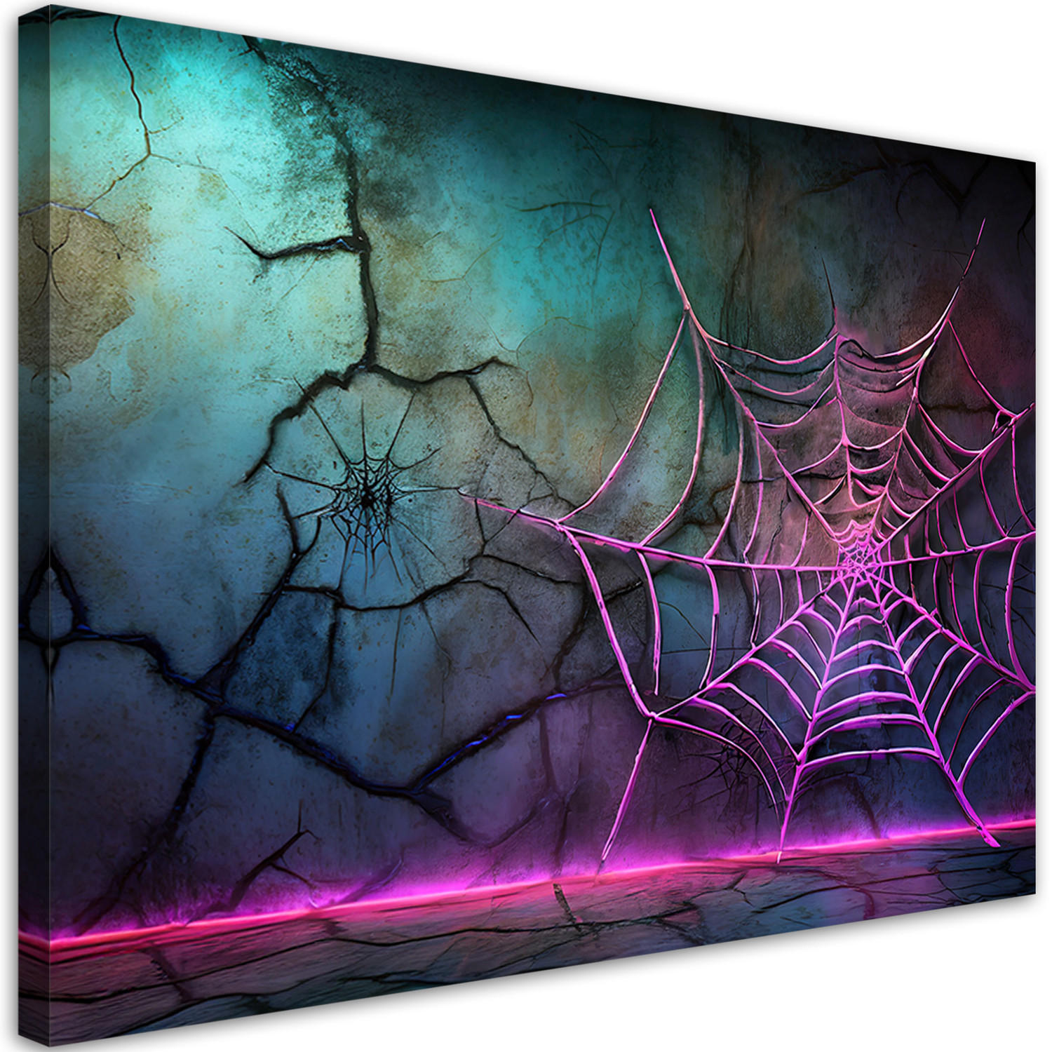 WANDBILD spinnennetz neon abstraktion - Lila, Textil (60/40cm) - Feeby