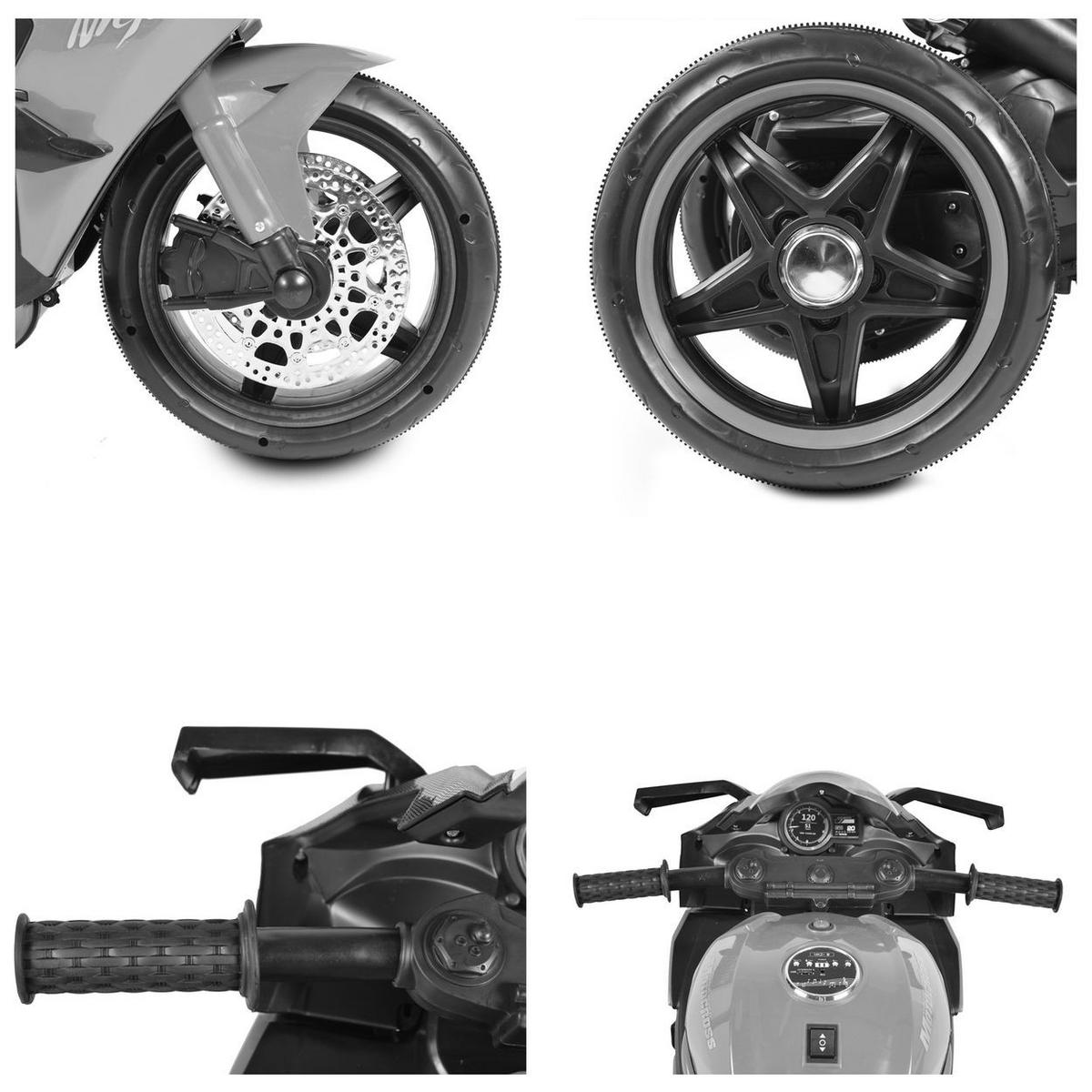 ELEKTROMOTORRAD Ninja blau drei Kunststoffräder, LED-Beleuchtung, Mp3 - Blau, Kunststoff (105/33/53cm) - Moni