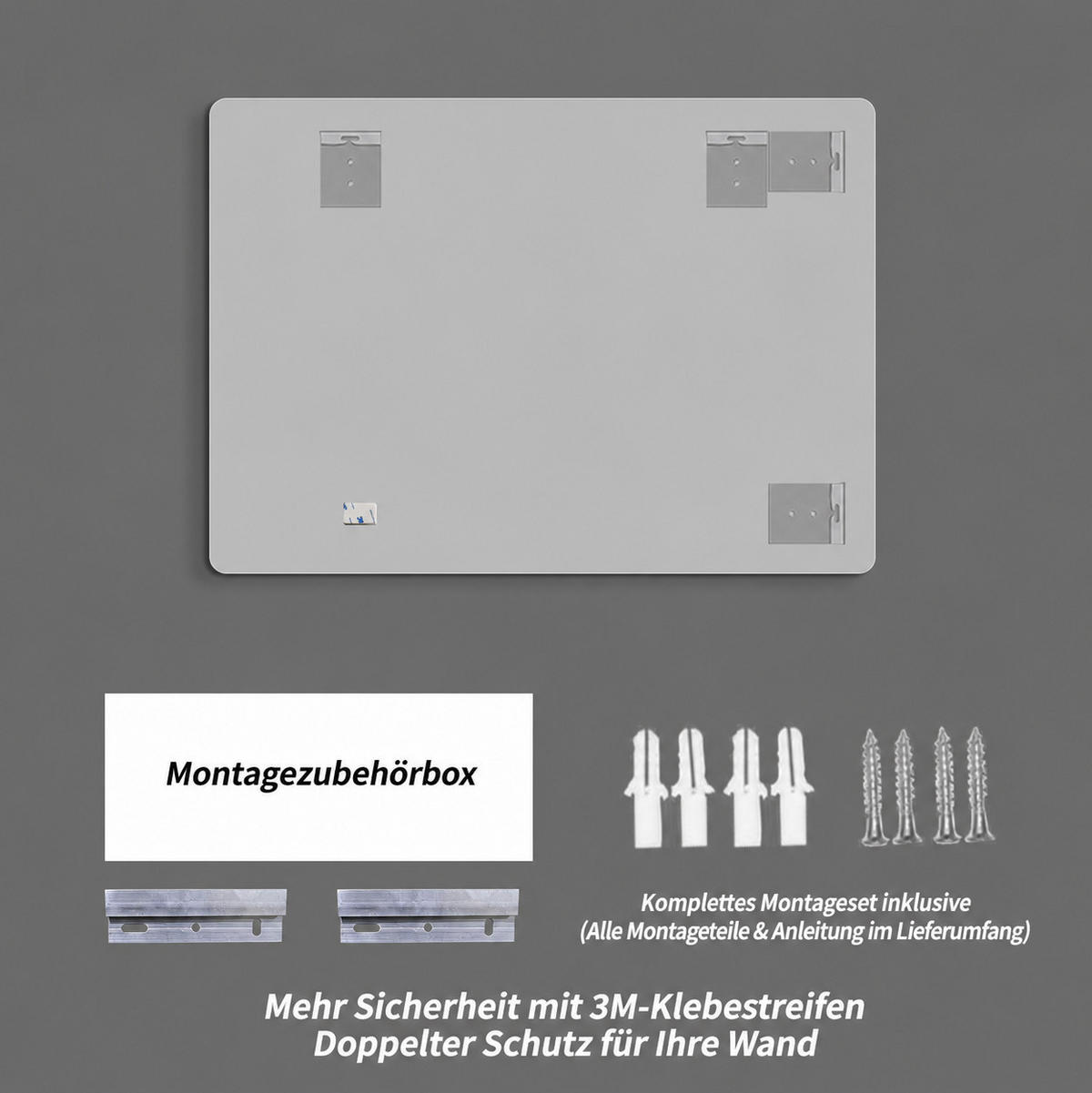 WANDSPIEGEL 100/1,5/60 cm silber aus Glas mit R50-Kanten - Silberfarben, Glas (100/1.5/60cm) - OKWISH