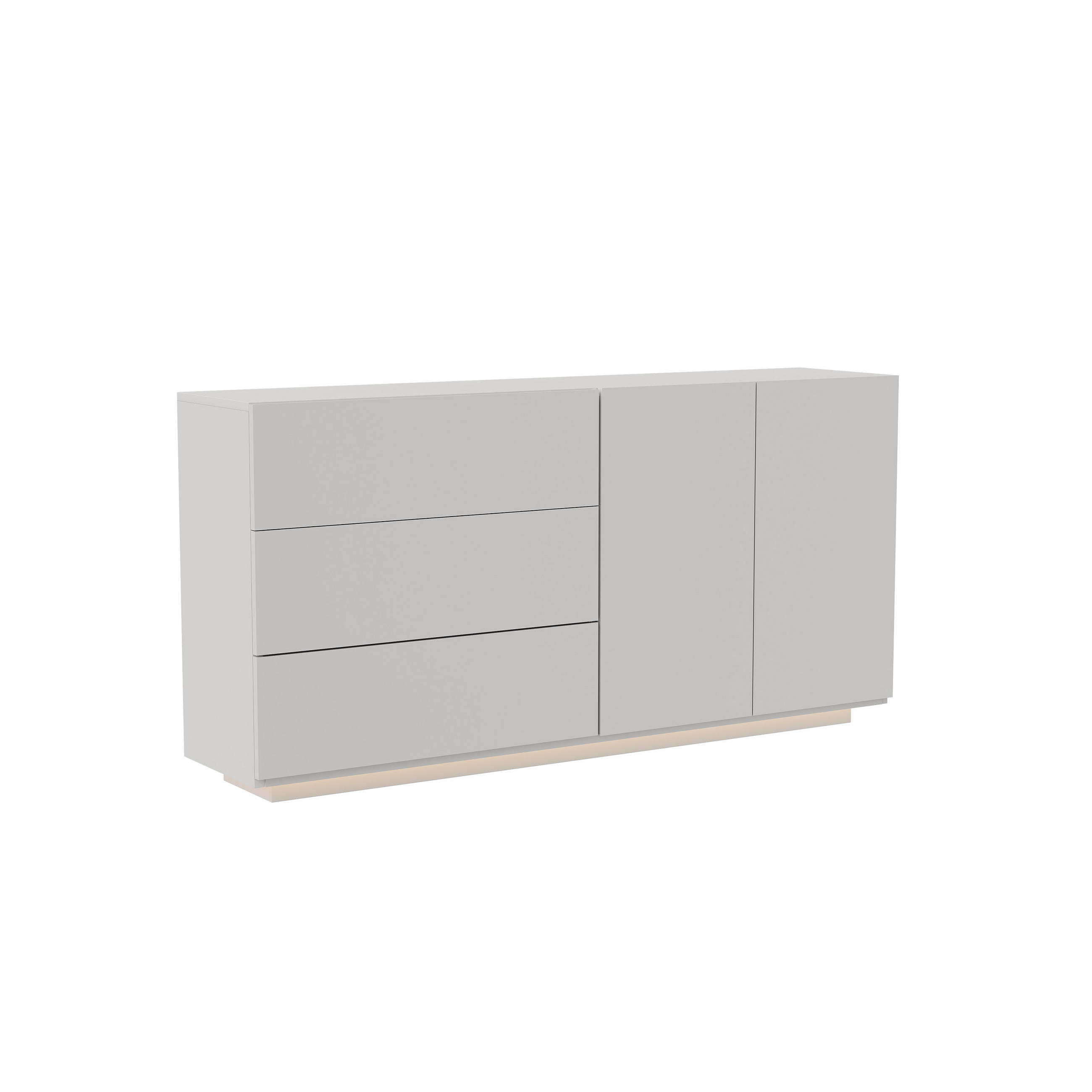 SIDEBOARD 160x35x76 cm, LED, 2 Türen, für Küche und Wohnraum, Weiß - Weiß, Holz (160/76/35cm)