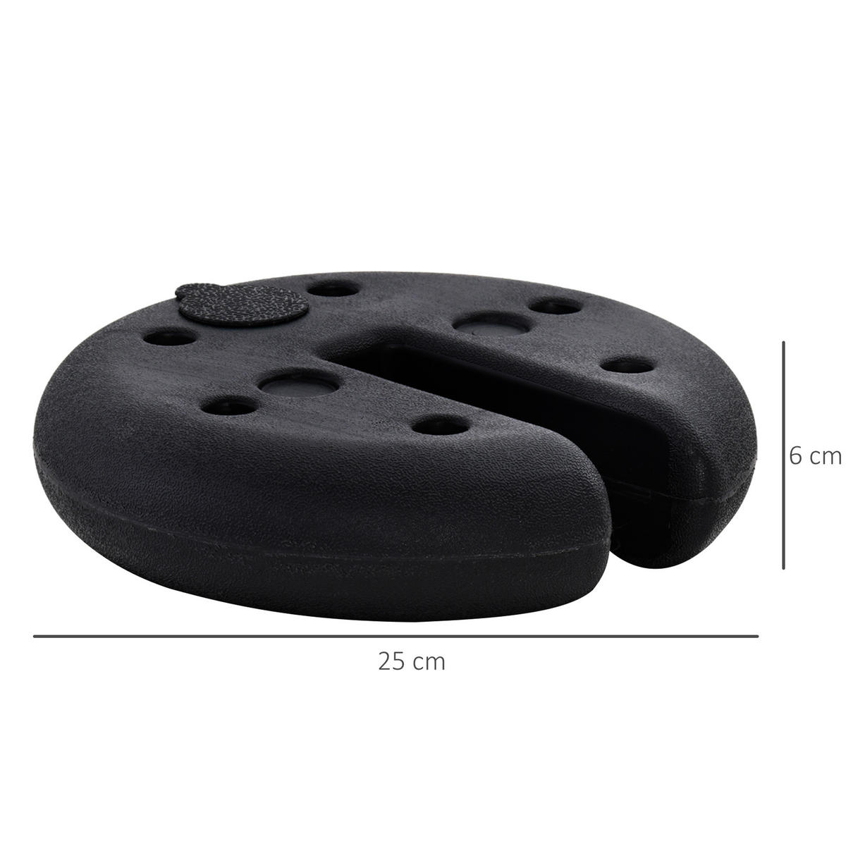 STANDFUSS Gewicht Partyzelt Pavillongewicht befüllbar bis 5 kg HDPE-Kunststoff Schwarz Ø25 x 6 cm - Schwarz, Kunststoff (25/25cm) - Outsunny