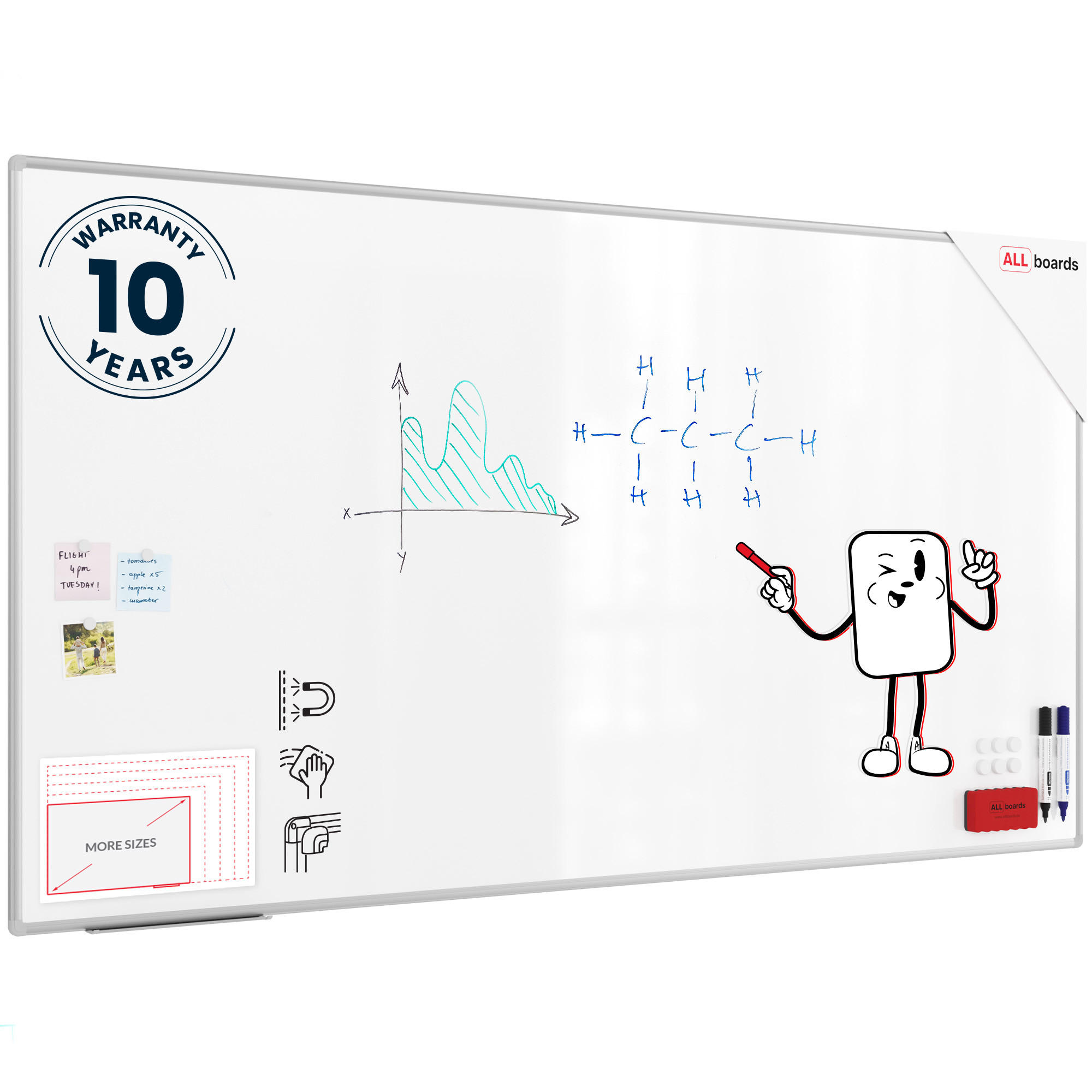 WHITEBOARD - PREMIUM EXPO Alurahmen 220x120cm - Weiß, Metall (220/120/1.6cm) - ALLboards