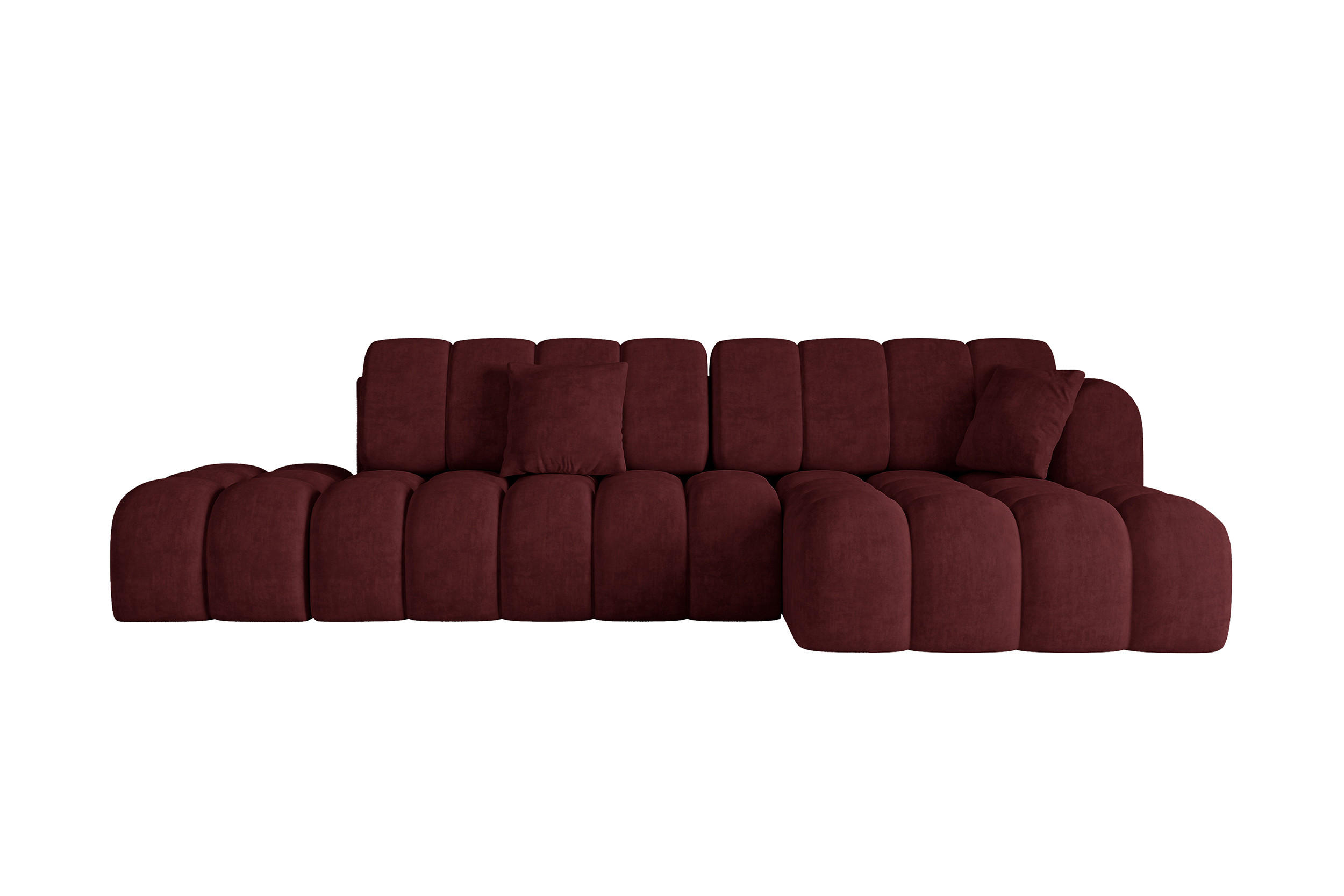 ECKSOFA mit Schlaffunktion Ottomane RECHTS OLEA-L2 321x164x75 Bordeauxrot Velours - Bordeaux/Schwarz, Holzwerkstoff/Kunststoff (164/321cm) - ALTDECOR