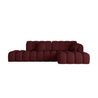 ECKSOFA mit Schlaffunktion Ottomane RECHTS OLEA-L2 321x164x75 Bordeauxrot Velours - Bordeaux/Schwarz, Holzwerkstoff/Kunststoff (164/321cm) - ALTDECOR