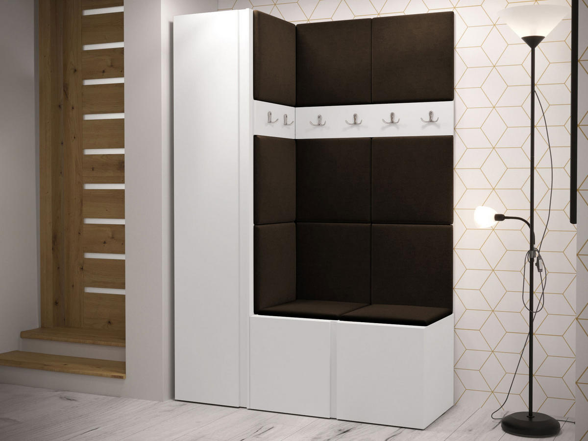 GARDEROBEN-SET Orion IX - Weiß/Braun, Holzwerkstoff/Kunststoff (124/186/46cm) - MIRJAN24