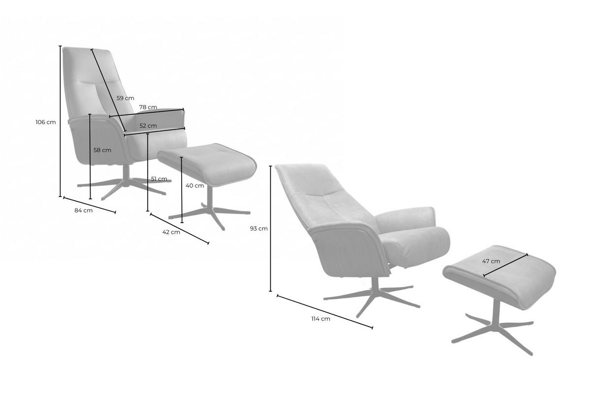 RELAXSESSEL FERREIRA Braun Lederfaserstoff Relaxfunktion - Schwarz/Braun, Leder/Metall (78/106/84cm) - KAWOLA