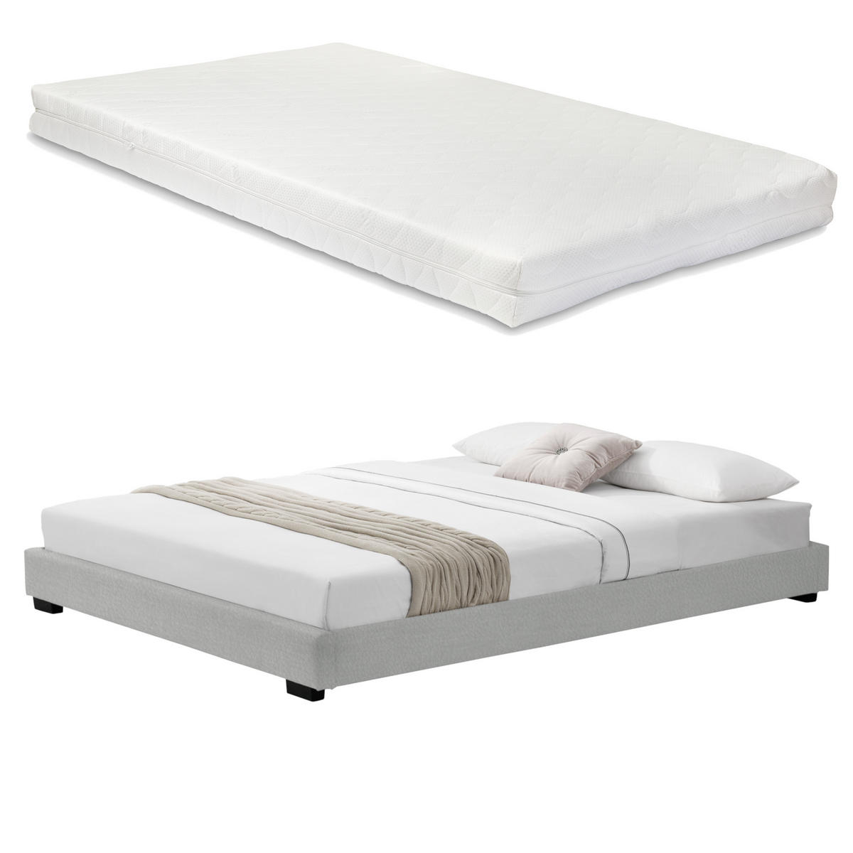 POLSTERBETT Solingen mit Matratze - Weiß, Textil (180/200cm) - Corium