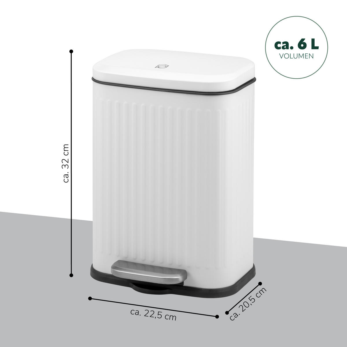 KOSMETIKEIMER 6 Liter, weiß - Weiß, Metall (22.5/32/20.5cm) - eluno