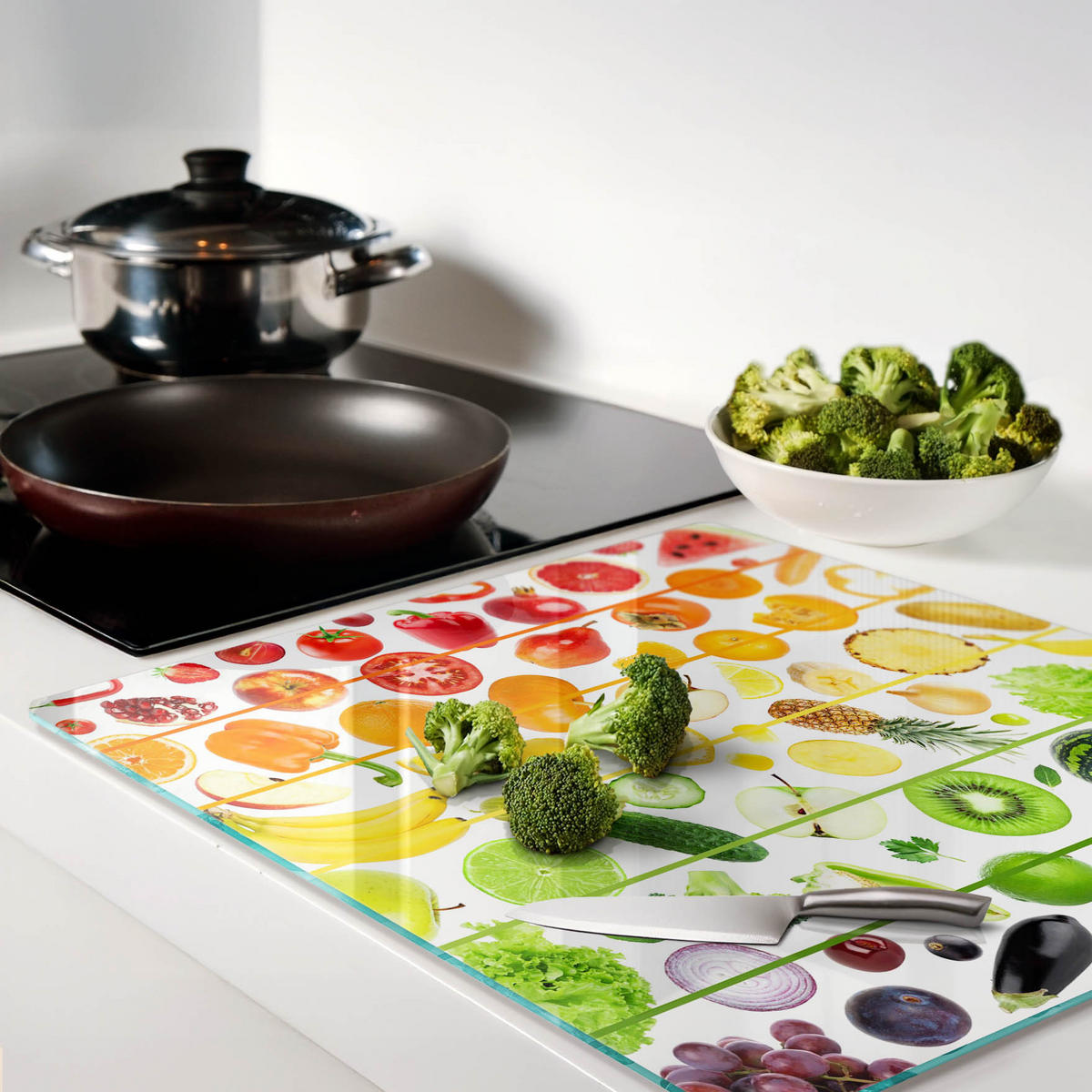 GLASPLATTE 60x52 cm Obst und Gemüse - Multicolor, Glas (60/0.4/52cm) - TULUP