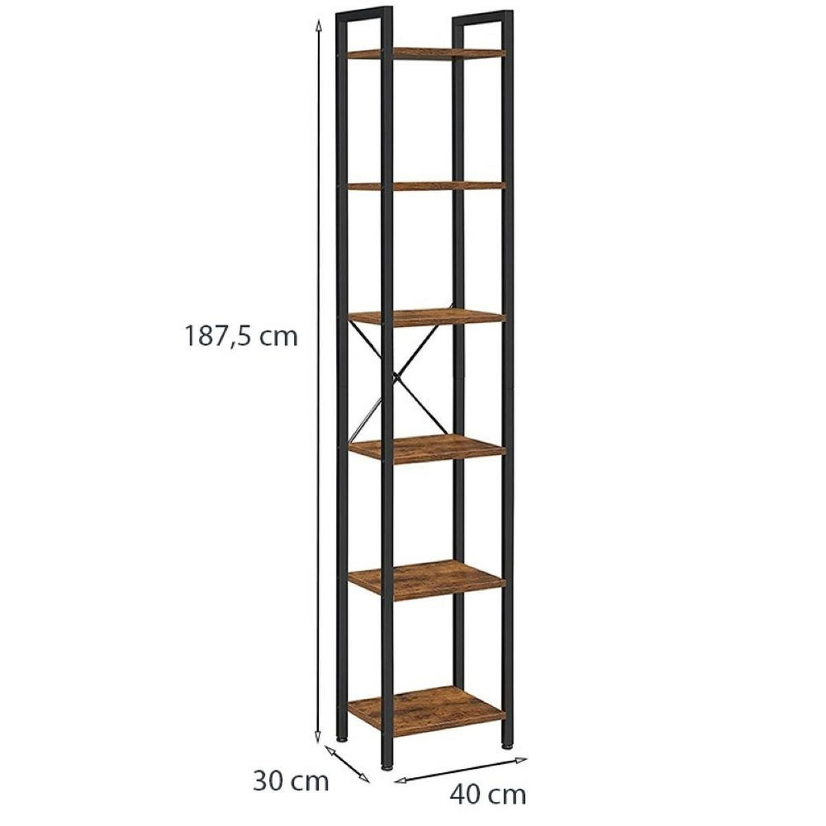 BÜCHERREGAL, braun 40/30/187.5 cm - Braun, Holzwerkstoff (40/187.5/30cm)