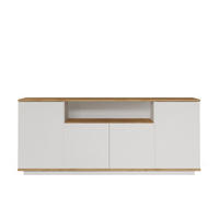 SIDEBOARD 4 Türen, 1 offenes Fach Dekor Pinienholz und Weiß B180 cm - Apfelbaumfarben, Holz/Holzwerkstoff (44.5/75/180cm) - Calicosy