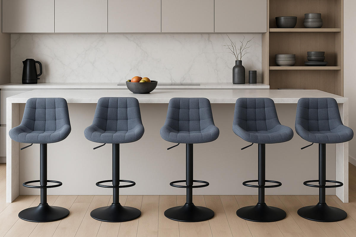 BARHOCKER 2er Set Tower Stoff blau - Blau/Schwarz, Textil/Metall (48/105/54cm) - TPFLiving