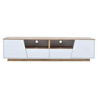 TV-SCHRANK 180/40/46 cm Weiß/Naturholz mit LED, 2 Schubladen und 2 Türen - Weiß, Holzwerkstoff (180/46/40cm) - Oxeza