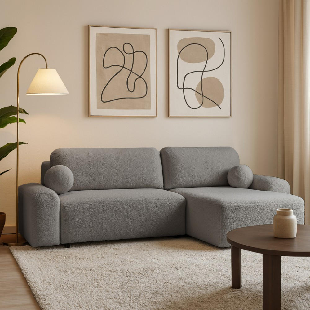 ECKSCHLAFSOFA Noel mit universelle Ottomane, Grau - Dunkelgrau/Schwarz, Textil (280/163cm) - Beautysofa