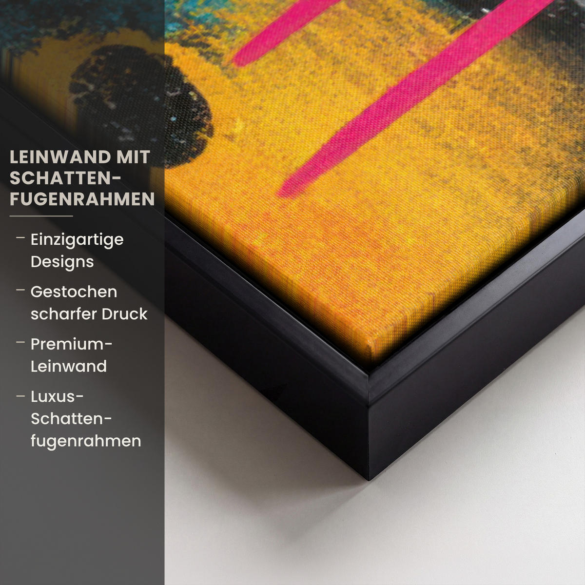 LEINWAND Bilder mit Rahmen - Farbflächen - Formen - Bunt - Abstrakt - 90x60 - Pink, Textil (90/60cm) - MuchoWow