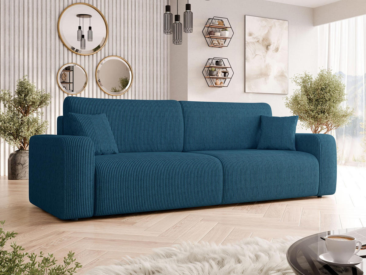 SCHLAFSOFA Piano Cord - Blau/Schwarz, Holz/Kunststoff (245/82/92cm) - MIRJAN24