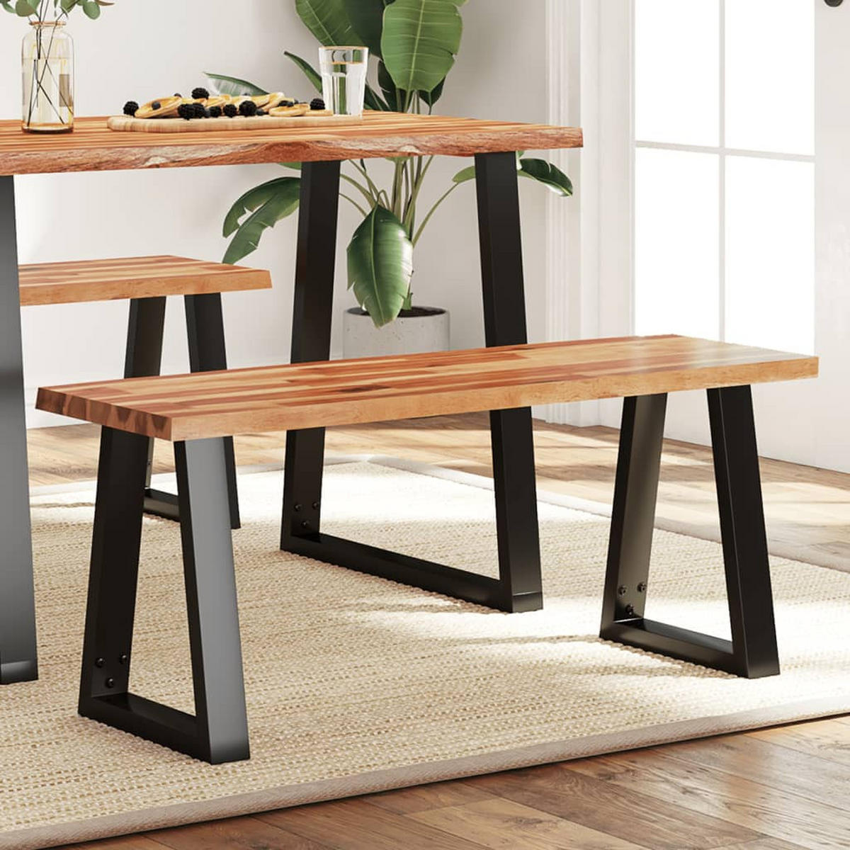 SITZBANK Loki mit Baumkante 110 cm Akazie - Braun, Holz (110/45/35cm) - DELUKE