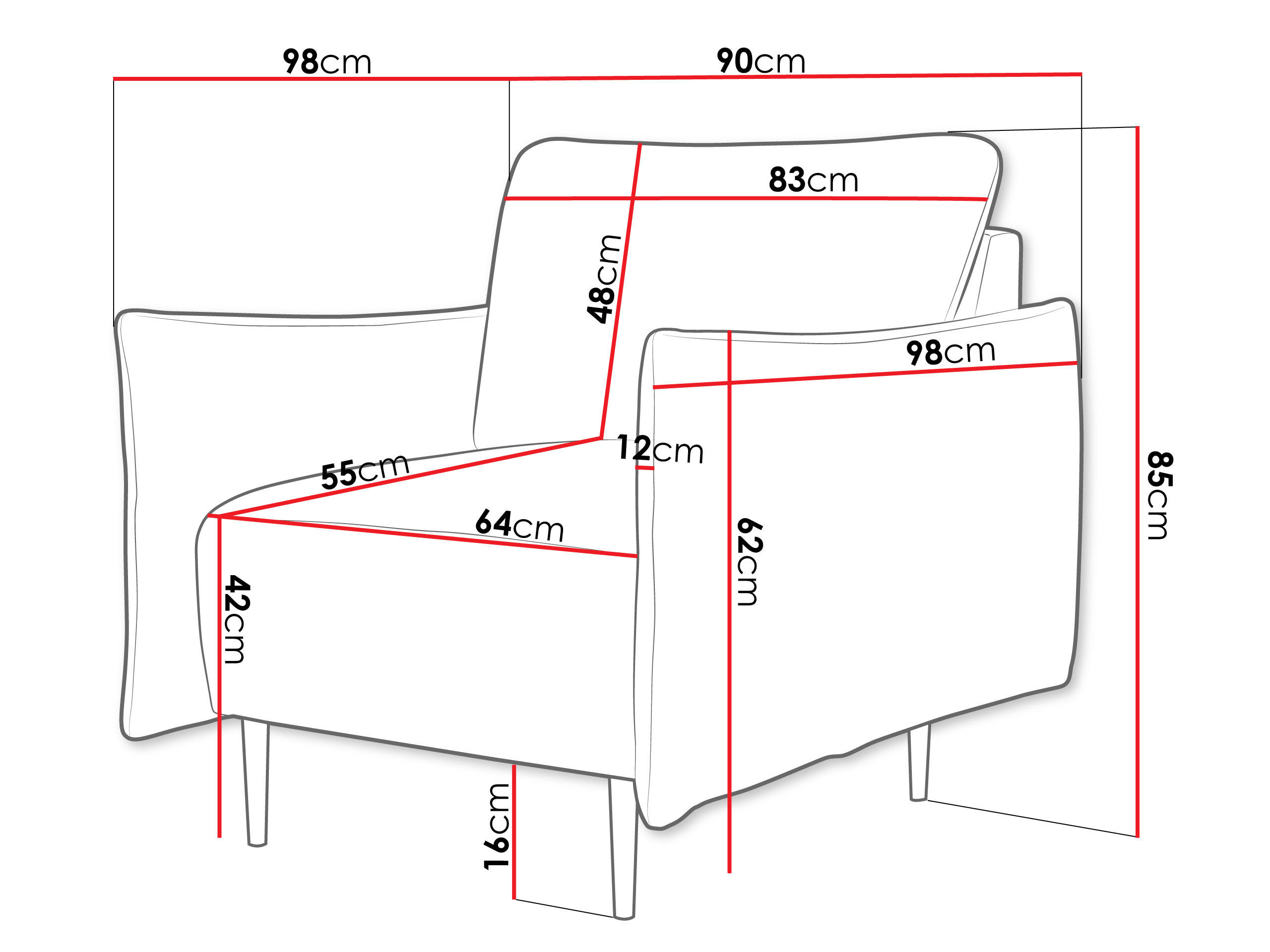 Thumbnail - Mirjan24 Sessel, Orange, Textil, 1-Sitzer, Rechteckig, 98x85x90 cm, Wohnzimmer, Sessel, Polstersessel