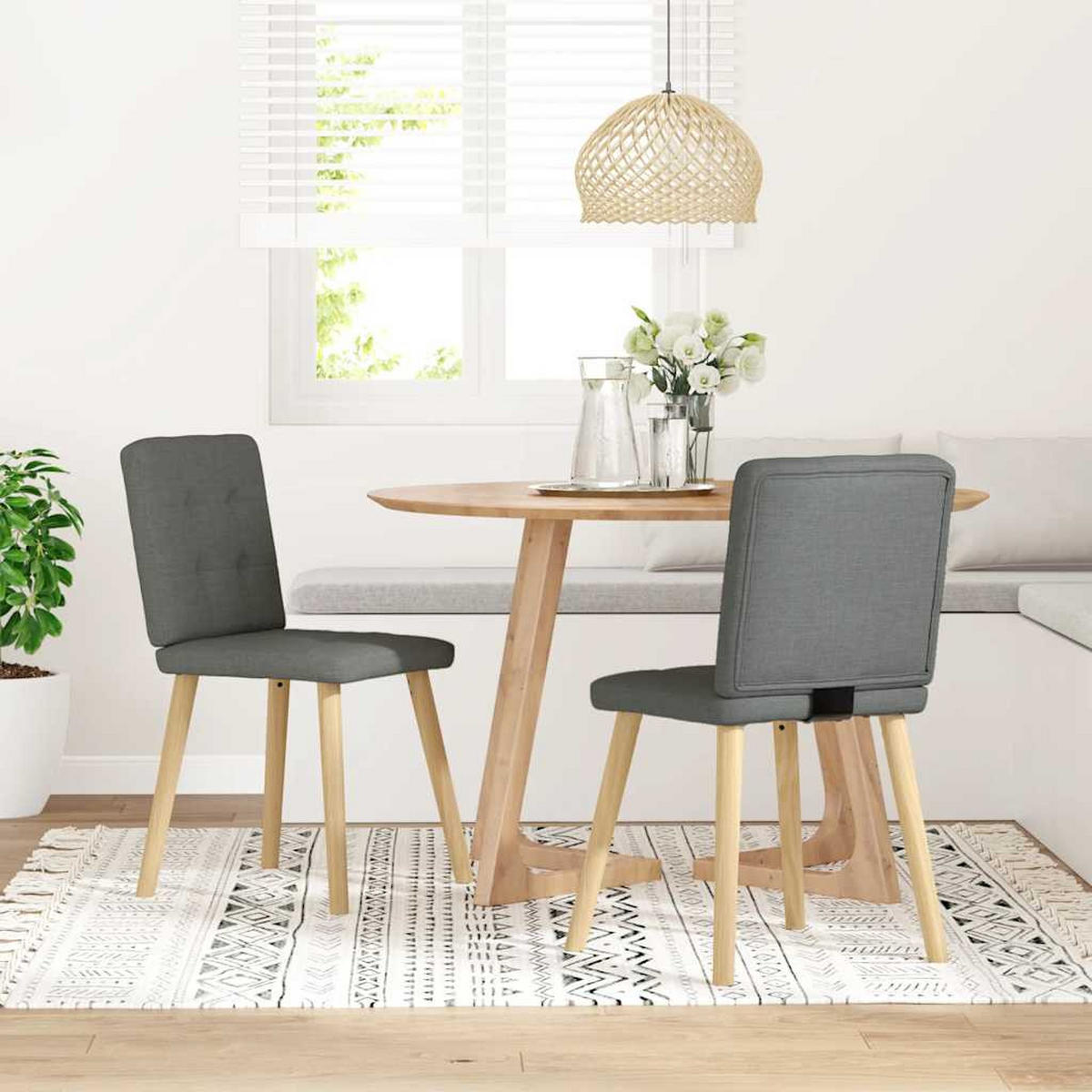 ESSZIMMERSTÜHLE 2 Stk. Dunkelgrau Stoff 45*54*86cm - Dunkelgrau, Metall (45/86/54cm) - ZMH