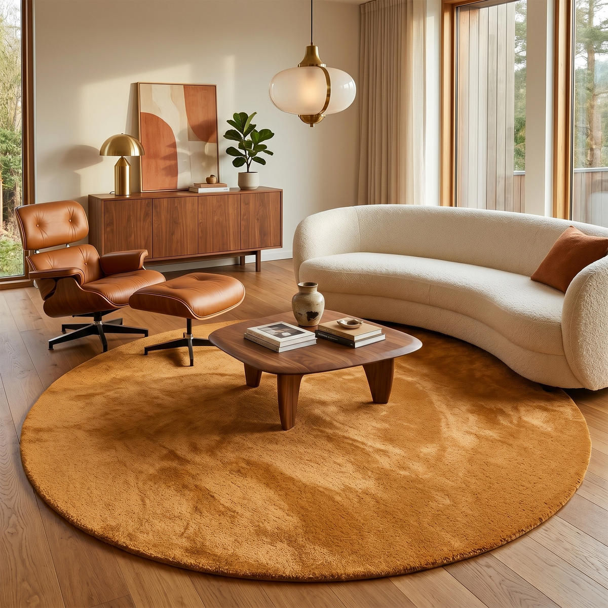 HOCHFLORTEPPICH LIVORNO RUND SUPER SOFT - Gelb, Textil (200/200cm) - Snapstyle