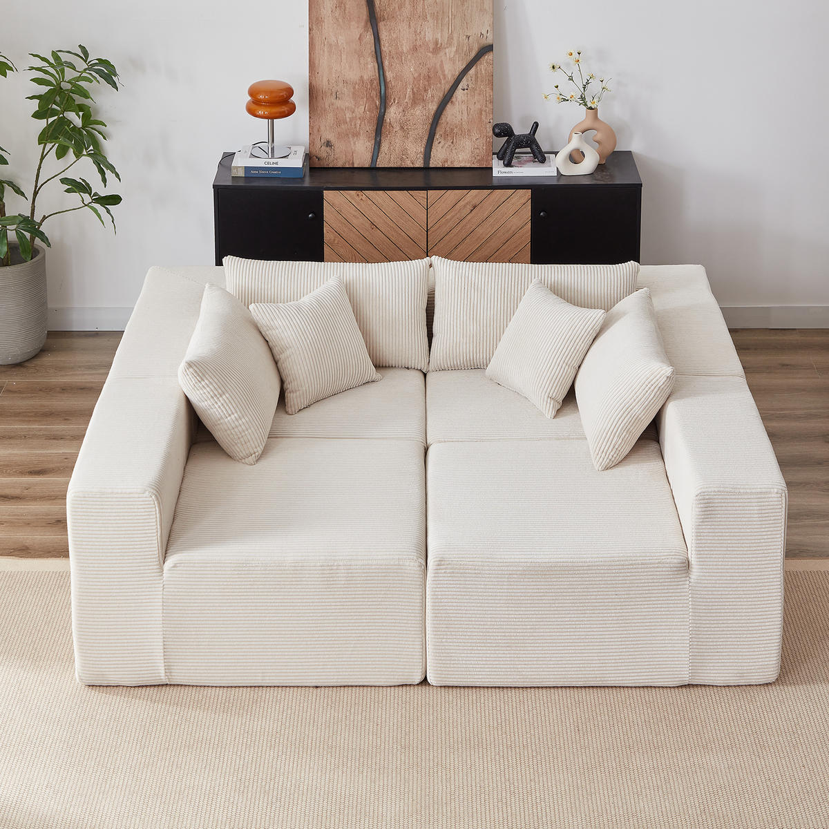 ECKSOFA 264/167/71 cm Beige Cord, 4 Sitze - Beige, Textil (167/264cm) - Oxeza