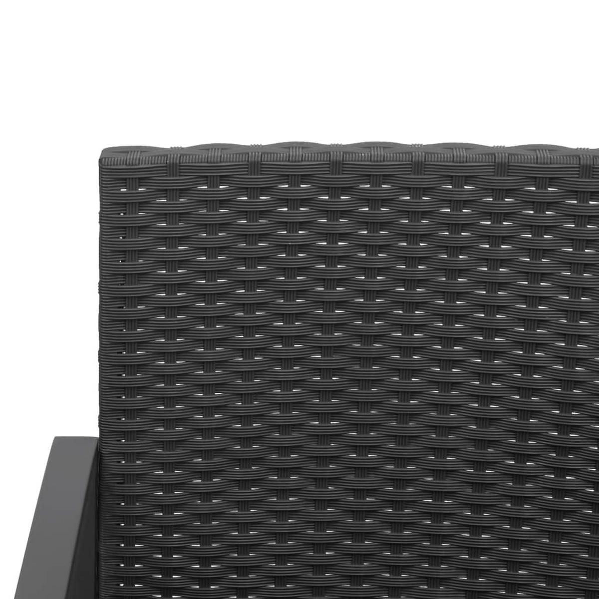GARTENBANK 2-Sitzer Mit Kissen Schwarz PP-Rattan - Schwarz, Kunststoff (103.5/77.5/57cm) - vidaXL