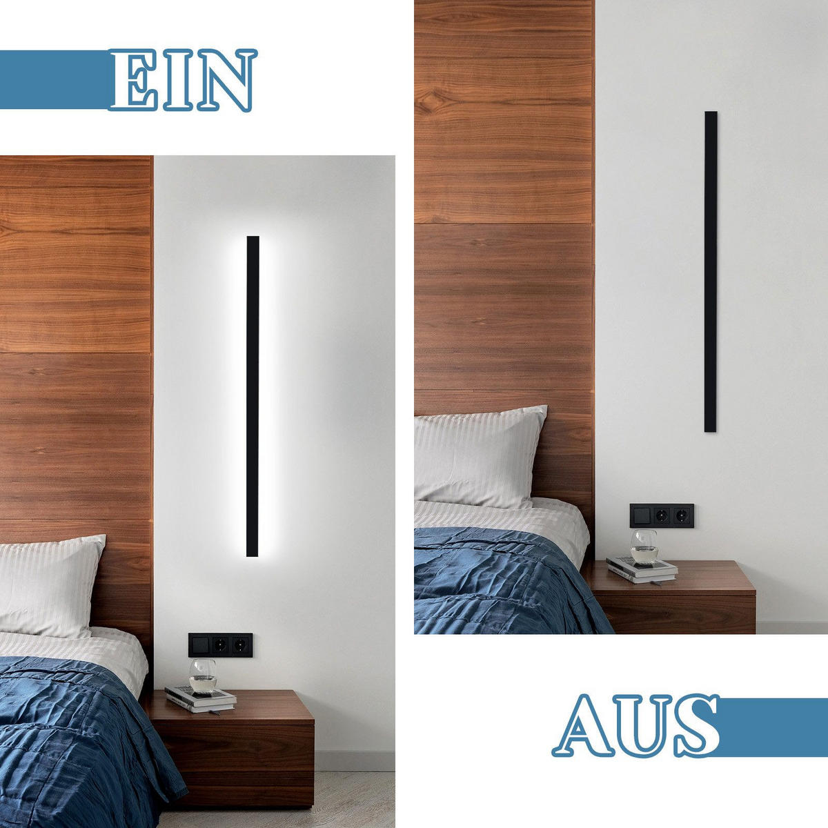 LED WANDLEUCHTE Martina - Schwarz, Metall (4/3/100cm) - Nettlife
