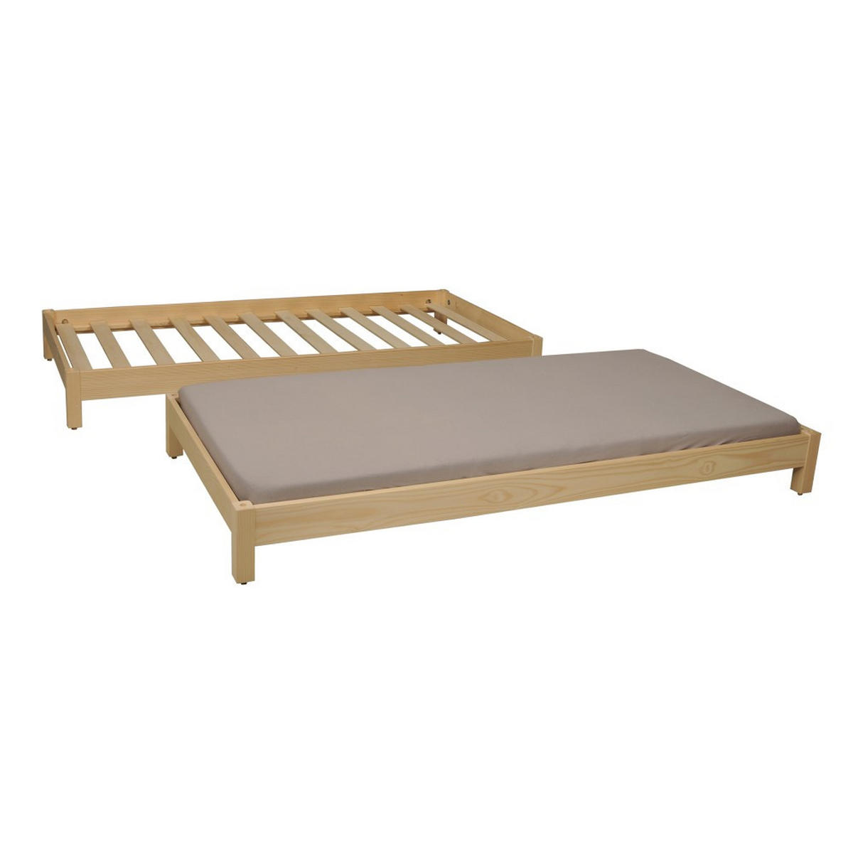 STAPELBETT JONAS mit Lattenroste / 2x Betten 90x200 - Naturholtz - Fichtefarben, Holz - Weber Industries