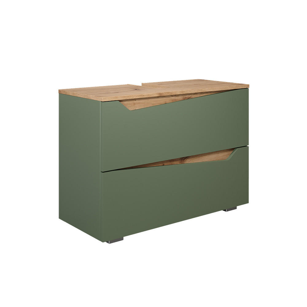 WASCHBECKENUNTERSCHRANK Marelle Grün/Artisan 80 x 57.5 cm mit 2 Schubladen - Grün, Holzwerkstoff (80/57.5/35cm) - Vicco