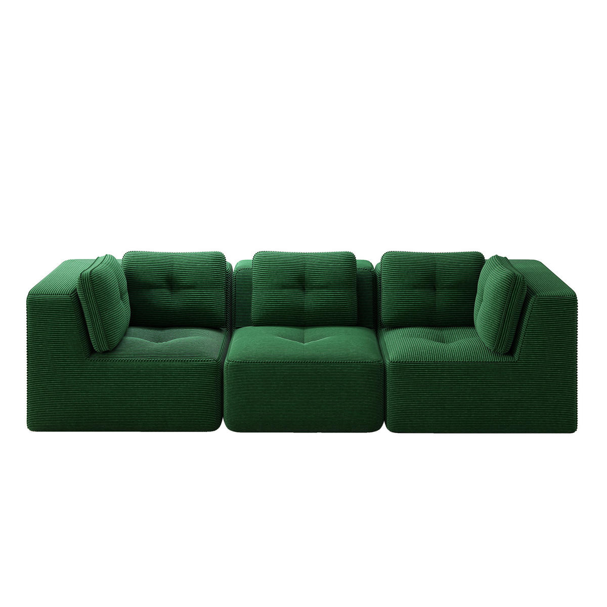 ECKSOFA modular mit 74 cm Sitztiefe Cord - Grün, Kunststoff (104/69/297cm) - Meubliv