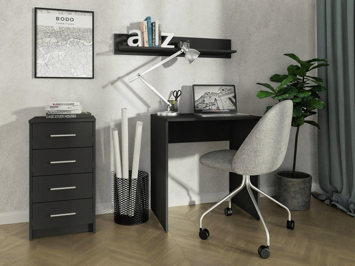 KOMMODE Bodo 4S Schwarz 40/35/75 cm - Schwarz, Holzwerkstoff (40/75/35cm) - Matkam Möbel