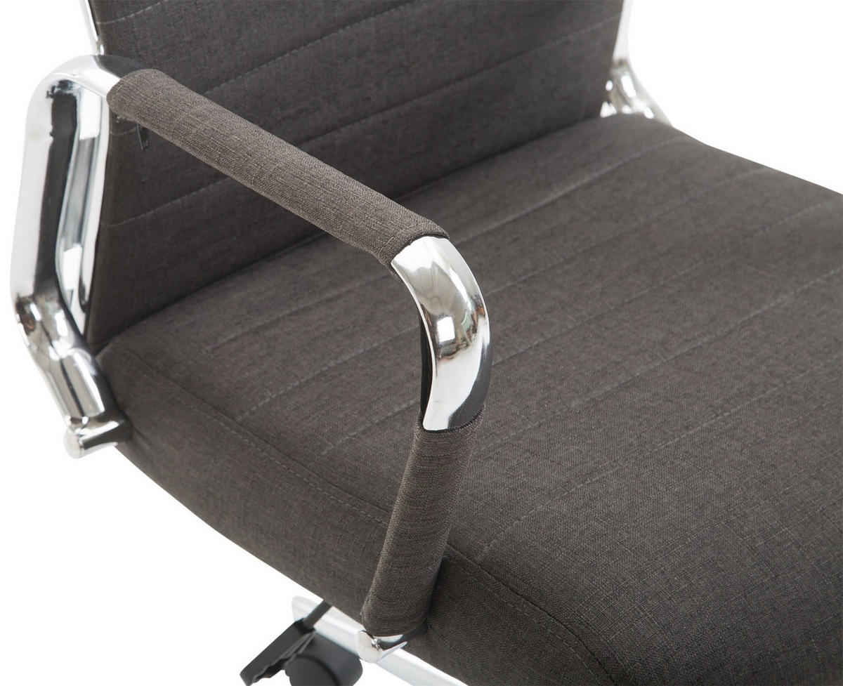 DREHSTUHL Stoff dunkelgrau - Chromfarben/Dunkelgrau, Textil/Metall (58/105/66cm) - CLP