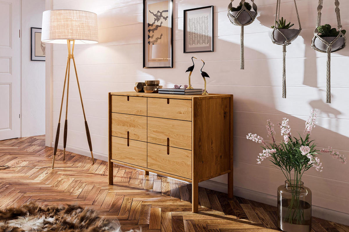 KOMMODE INA Wildeiche - Alteiche, Holz (97/79/46cm) - byoak