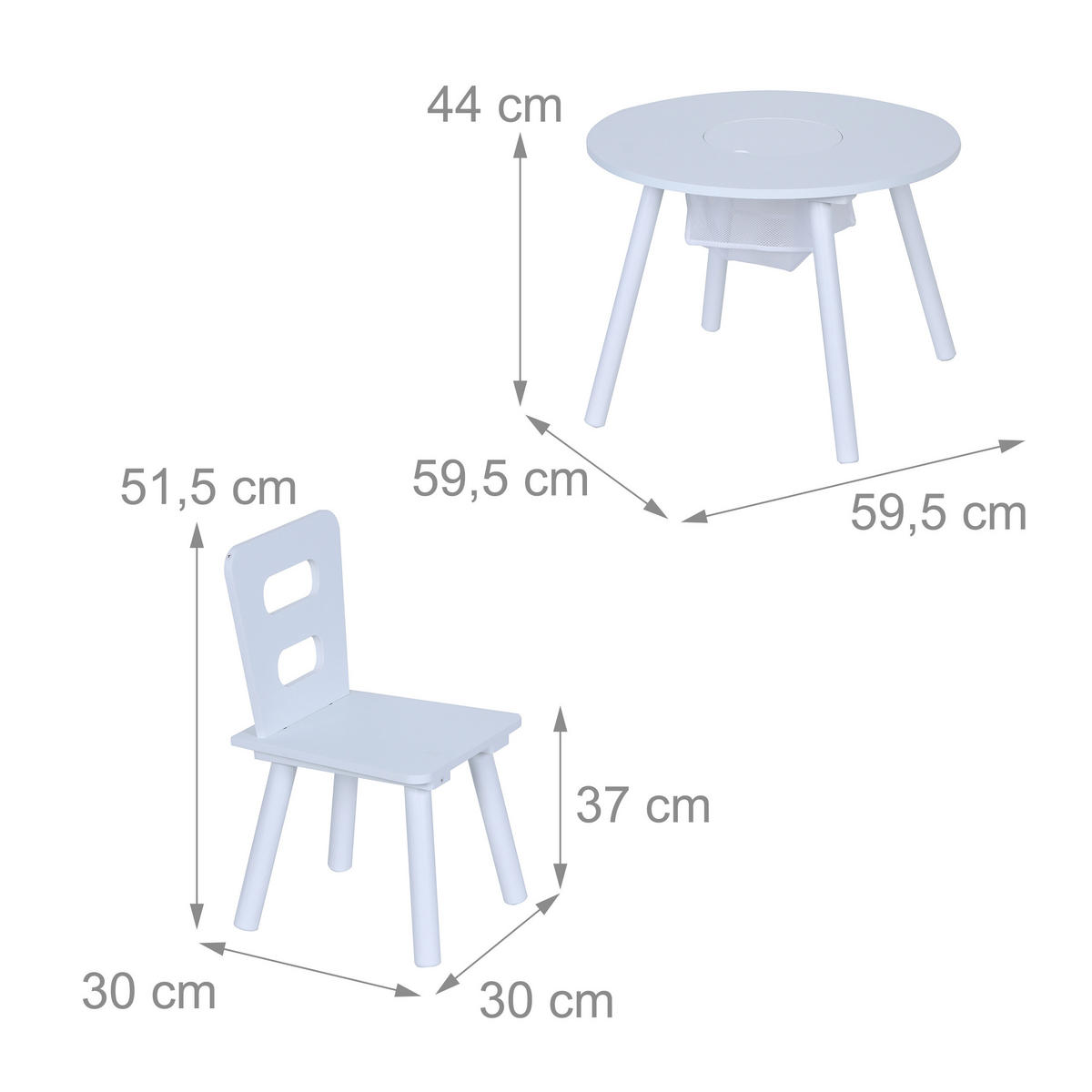 3-TLG.KINDERSITZGRUPPE - Weiß, Holzwerkstoff/Textil (59.5/44/59.5cm) - Relaxdays